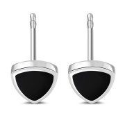 Black Onyx Silver Reuleaux Triangle Stud Earrings, e343